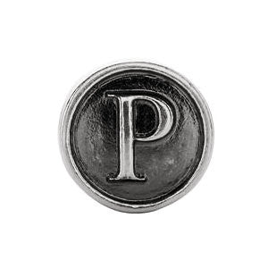 Sterling Silver 10.6mm Letter "P" Alpha Cylinder Bead Sterling Silver 10.6mm Letter "P" Alpha Cylinder Bead