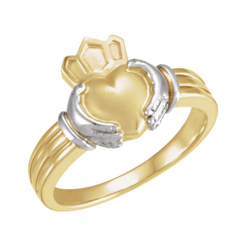 14K Yellow & White Gent's Claddagh Ring, Size 11