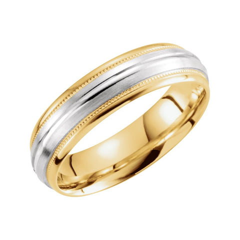 14K Yellow & White 6mm Grooved Milgrain Band Size 10 14K Yellow & White 6mm Grooved Milgrain Band Size 10