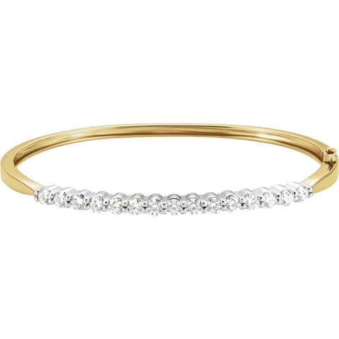 14k White/Yellow Gold Diamond Bangle Bracelet