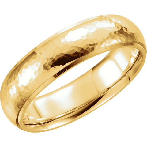 14k Yellow Gold 6mm Half Round Edge Comfort Fit Hammer Finish Band Size 10 14k Yellow Gold 6mm Half Round Edge Comfort Fit Hammer Finish Band Size 10