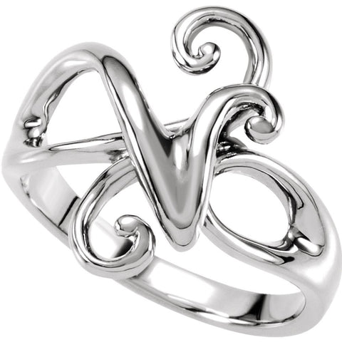 14k White Gold Freeform Ring, Size 6 14k White Gold Freeform Ring, Size 6