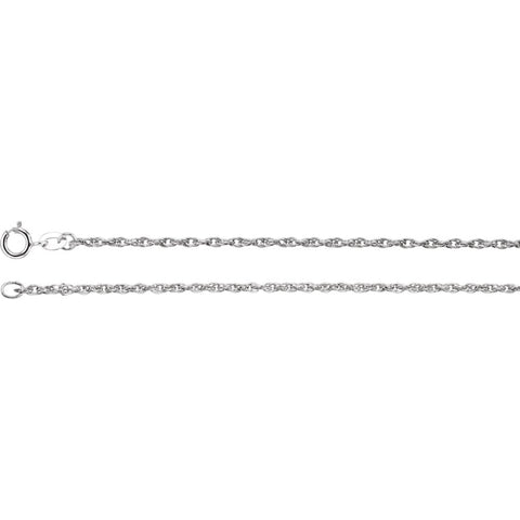14k White Gold 1.5mm Rope 24" Chain