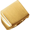 18.00 mm Men's Solid Signet Ring with Brush Finished Top in 14k Yellow Gold ( Size 10 )