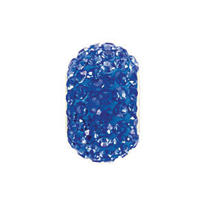 Sterling Silver 12x8mm Sapphire-Colored Crystal Pavé Bead