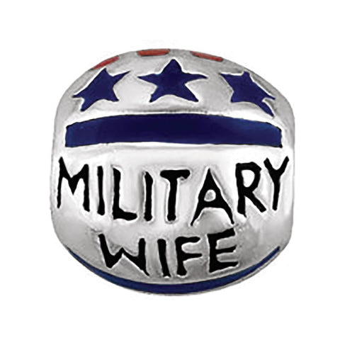 Sterling Silver 9mm Military Wife Enamel Bead Sterling Silver 9mm Military Wife Enamel Bead