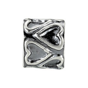 Sterling Silver 9.4x8.15mm Bead with Hearts Sterling Silver 9.4x8.15mm Bead with Hearts