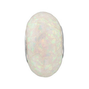 Sterling Silver 14x7mm White Created Mosaic Opal Bead Sterling Silver 14x7mm White Created Mosaic Opal Bead
