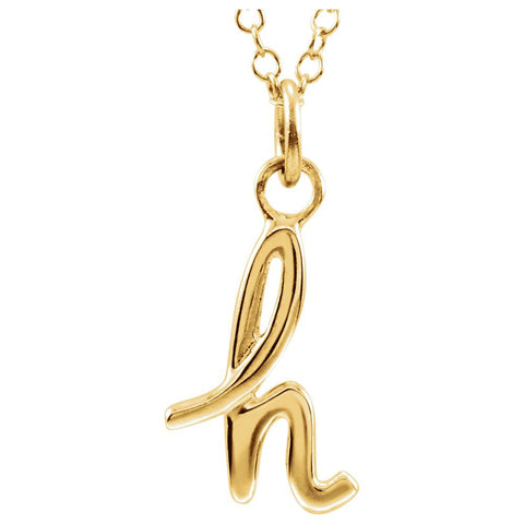 14k Yellow Gold Letter "H" Lowercase Script Initial Necklace