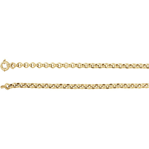 14k Yellow Gold 6.5mm Hollow Rolo 16" Chain