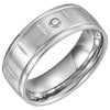 0.050 ct. Diamond Dura Cobalt Wedding Band Ring with Satin Finish, Grooves and Steel Bezel (Size 11.5 )