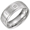 0.050 ct. Diamond Dura Cobalt Wedding Band Ring with Satin Finish, Grooves and Steel Bezel (Size 11.5 ) 0.050 ct. Diamond Dura Cobalt Wedding Band Ring with Satin Finish, Grooves and Steel Bezel (Size 11.5 )