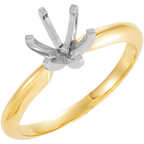 14k Yellow Gold & Platinum 6-6.6mm Round 6-Prong Heavy Solitaire Ring Mounting, Size 6 14k Yellow Gold & Platinum 6-6.6mm Round 6-Prong Heavy Solitaire Ring Mounting, Size 6
