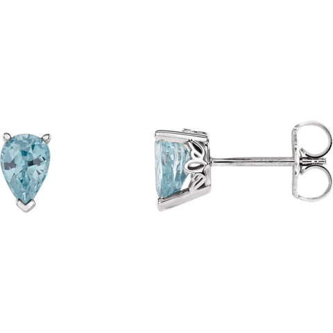 14k White Gold Genuine Blue Zircon Earrings 14k White Gold Genuine Blue Zircon Earrings