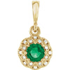 14k Yellow Gold Emerald & 0.06 ctw. Diamond Halo-Style Pendant