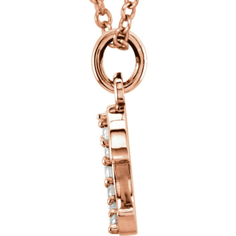 14k Rose Gold .03 CTW Diamond Lowercase Letter "e" Initial 16" Necklace