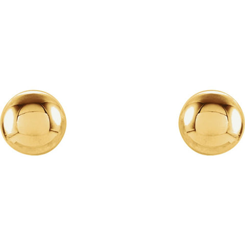 14k Yellow Gold 3mm Ball Earrings with Bright Finish