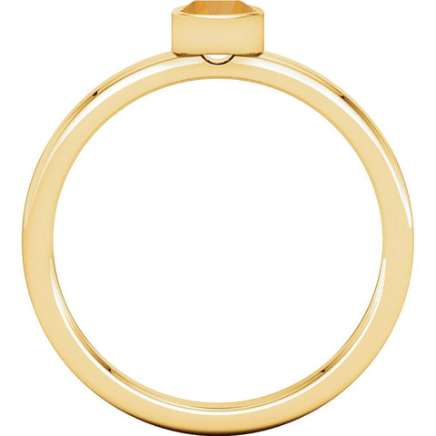 14k Yellow Gold Citrine Bezel Ring, Size 7