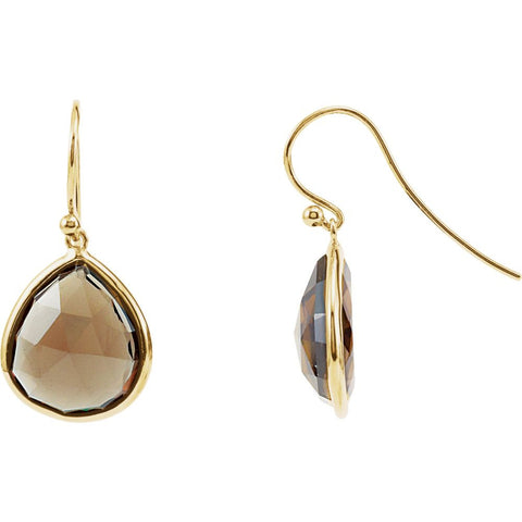 14K Yellow Gold-Plated Sterling Silver Genuine Smoky Quartz Earrings