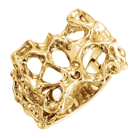 14k Yellow Gold 18x22mm Men's Nugget Ring , Size 11 14k Yellow Gold 18x22mm Men's Nugget Ring , Size 11