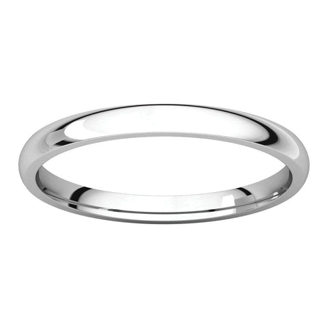 10k White Gold 2mm Light Comfort Fit Band, Size 7