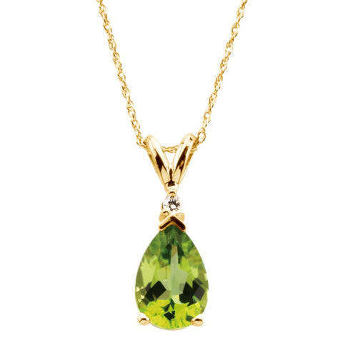 14k Yellow Gold Peridot & Diamond 18" Necklace 14k Yellow Gold Peridot & Diamond 18" Necklace
