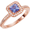 1/5 CTW Diamond and Tanzanite Engagement Ring in 14k Rose Gold (Size 6 )