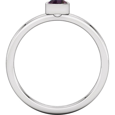 14k White Gold Chatham® Created Alexandrite Bezel Ring, Size 7