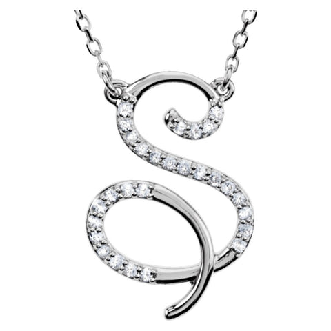 Sterling Silver Letter "S" 1/8 CTW Diamond Initial 16" Necklace Sterling Silver Letter "S" 1/8 CTW Diamond Initial 16" Necklace