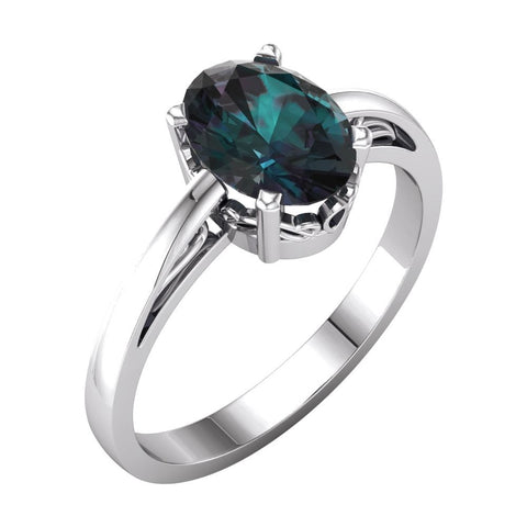 14k White Gold Chatham® Created Alexandrite Ring, Size 7