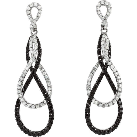 14k White Gold 1 1/2 CTW Black & White Diamond Earrings