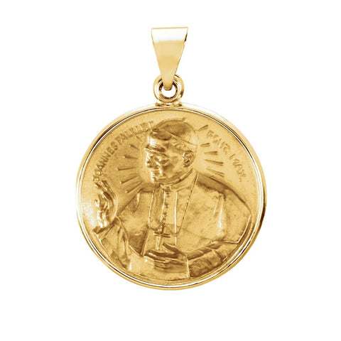 14k Yellow Gold 20.75mm Round Pope John Paul II Hollow Medal 14k Yellow Gold 20.75mm Round Pope John Paul II Hollow Medal