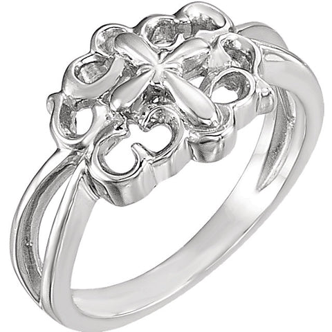 14k White Gold Cross Ring, Size 7 14k White Gold Cross Ring, Size 7