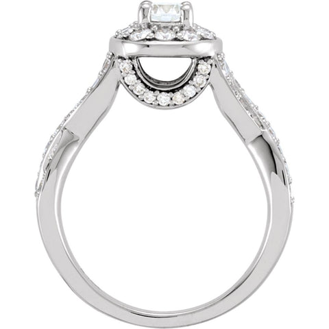 Twist-Style Engagement Ring in 14k White Gold, Size 7