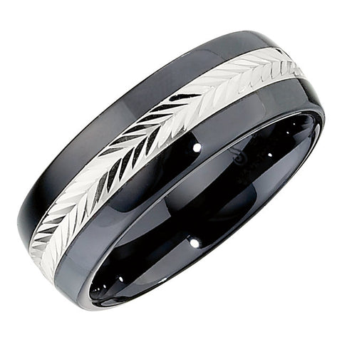 Ceramic Couture® & Sterling Silver Inlay 8mm Domed Band Size 6.5 Ceramic Couture® & Sterling Silver Inlay 8mm Domed Band Size 6.5