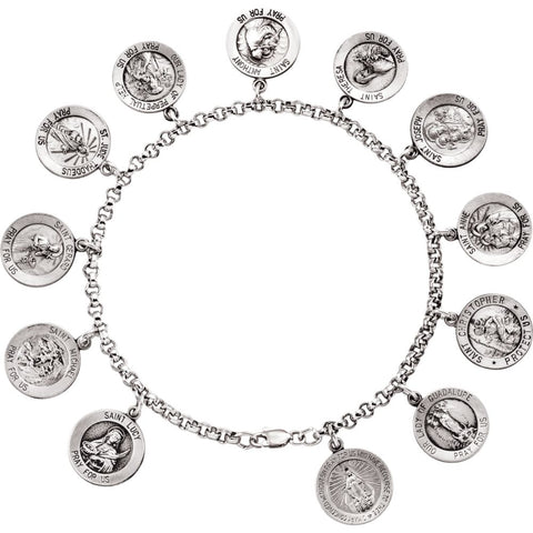 Sterling Silver Saints 7.5" Bracelet Sterling Silver Saints 7.5" Bracelet