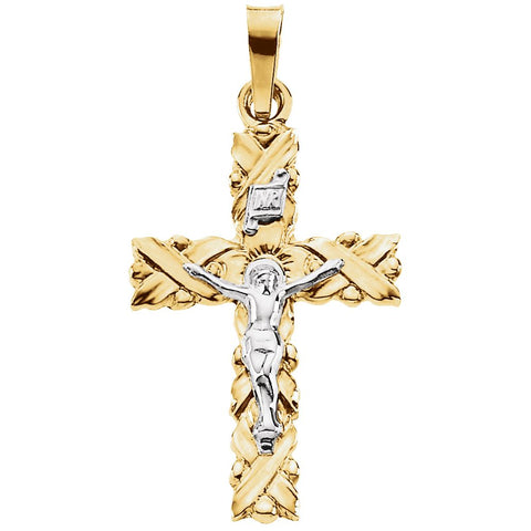 14k Yellow Gold & White 22x15.5mm Crucifix Pendant 14k Yellow Gold & White 22x15.5mm Crucifix Pendant