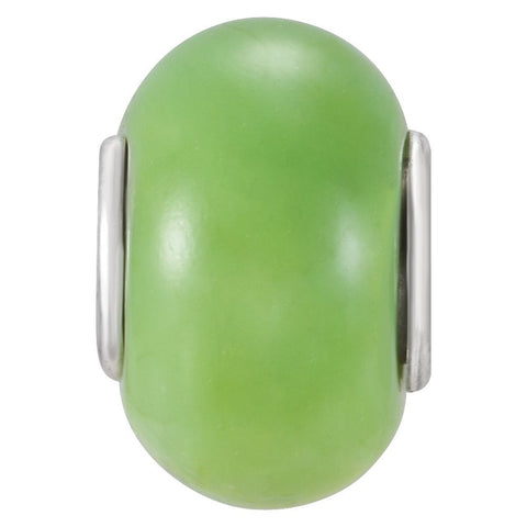 Sterling Silver 9x14mm Lime Green Glass Bead Sterling Silver 9x14mm Lime Green Glass Bead