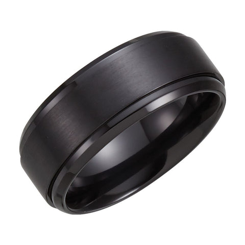 Black Titanium 9mm Ridged Band Size 13 Black Titanium 9mm Ridged Band Size 13