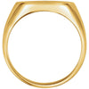 14k Rose Gold 18x16mm Men's Signet Ring with Brush Finish, Size 10