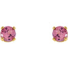 14k Yellow Gold Imitation Pink Tourmaline Youth Earrings