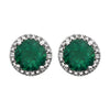 Sterling Silver Created Emerald & .01 CTW Diamond Earrings
