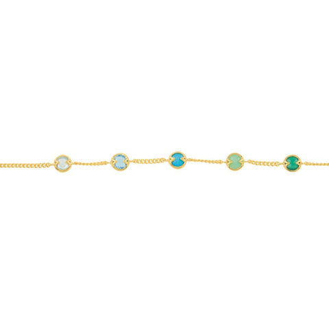 18K Yellow Gold Vermeil Pink Tourmaline, Turquoise, Amethyst, Peridot & Iolite 16" Necklace