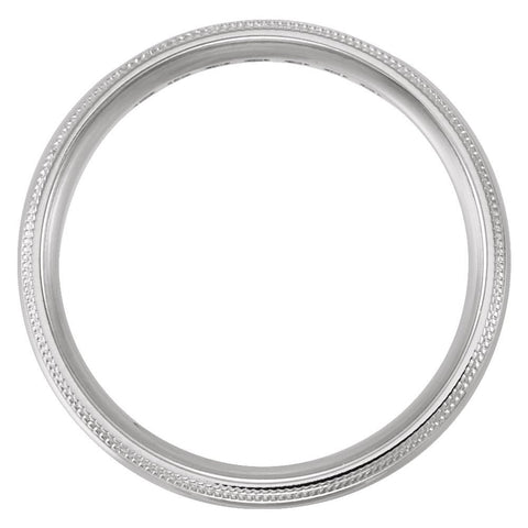 14k White Gold 5mm Half Round Comfort Fit Double Migraine Band Mounting Size 10