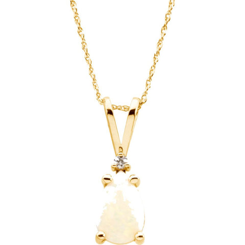 14k Yellow Gold Opal & Diamond 18" Necklace 14k Yellow Gold Opal & Diamond 18" Necklace