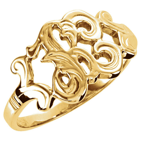 14k Yellow Gold Initial Rings, Size 6 14k Yellow Gold Initial Rings, Size 6
