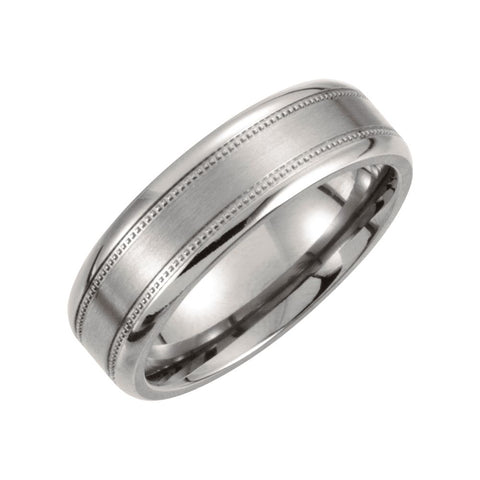 Titanium 7mm Satin Finish Center & Polished Milgrain Band Size 7 Titanium 7mm Satin Finish Center & Polished Milgrain Band Size 7