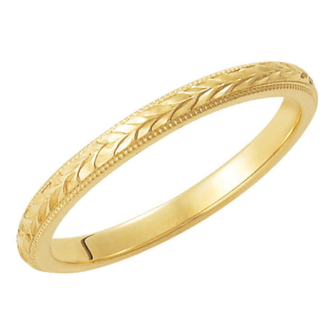 14k Yellow Gold 2mm Hand-Engraved Band Size 7 14k Yellow Gold 2mm Hand-Engraved Band Size 7