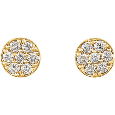 14k Yellow Gold 3/8 CTW Diamond Cluster Earrings