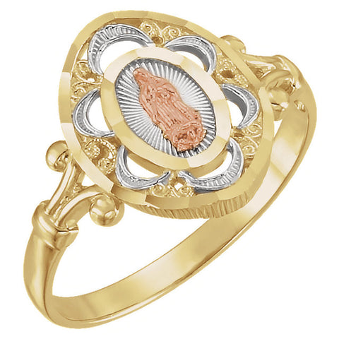 14K Yellow & Rose Our Lady of Guadalupe Ring, Size 7 14K Yellow & Rose Our Lady of Guadalupe Ring, Size 7